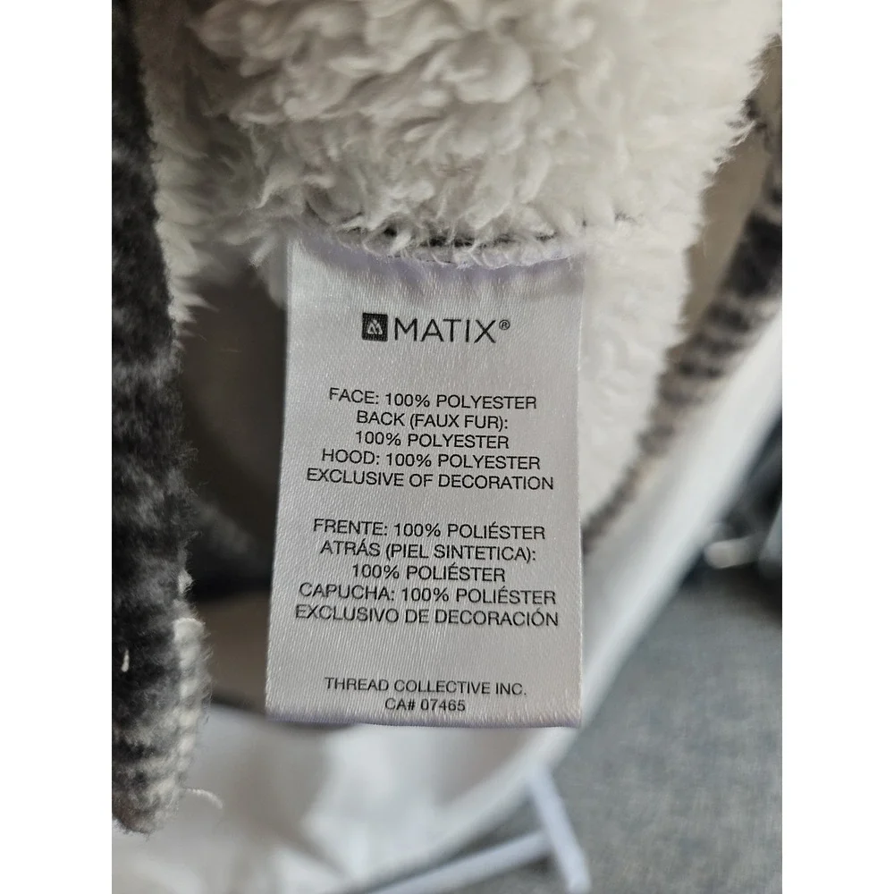 Matix Men's Small Sherpa Lined Hooded Flannel Jacket Black White Plaid Shacket